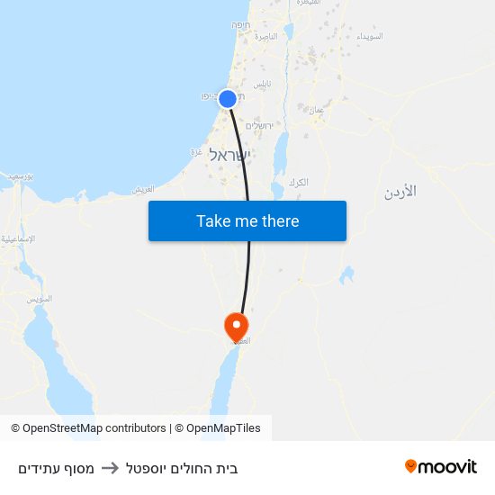 מסוף עתידים to בית החולים יוספטל map