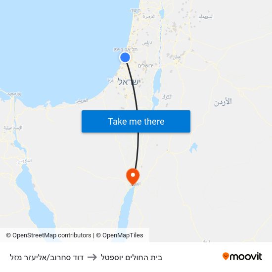 דוד סחרוב/אליעזר מזל to בית החולים יוספטל map