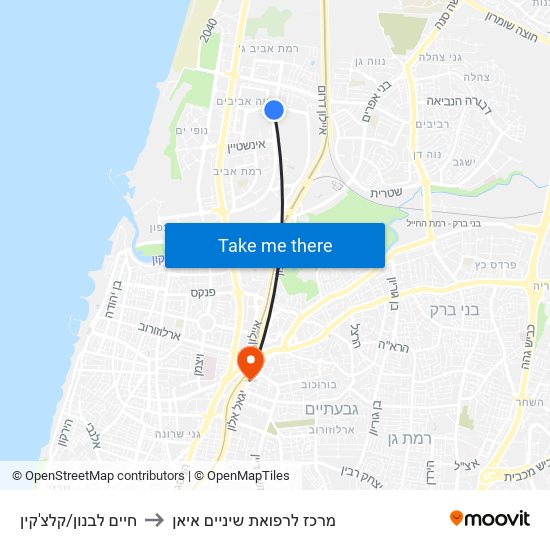 חיים לבנון/קלצ'קין to מרכז לרפואת שיניים איאן map