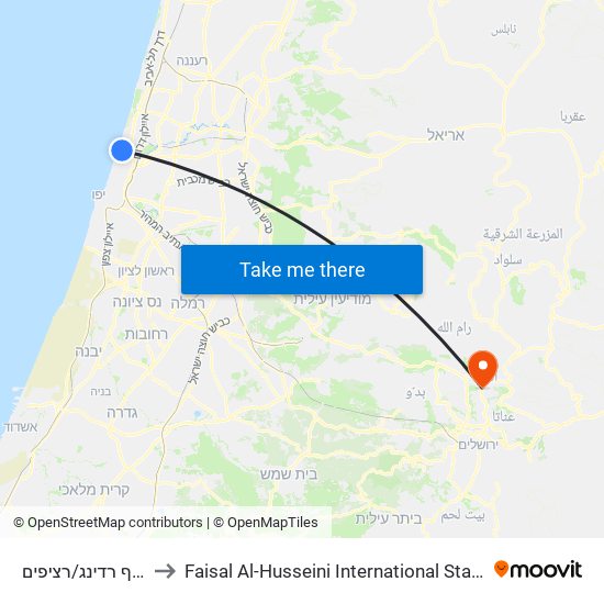 מסוף רדינג/רציפים to Faisal Al-Husseini International Stadium map