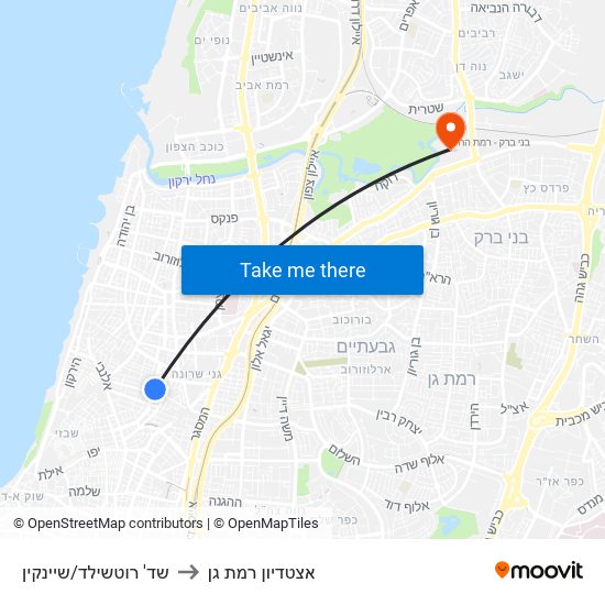 שד' רוטשילד/שיינקין to אצטדיון רמת גן map