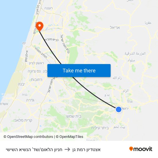 חניון הלאום/שד' הנשיא השישי to אצטדיון רמת גן map