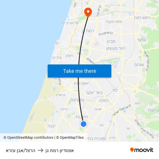 הרצל/אבן עזרא to אצטדיון רמת גן map