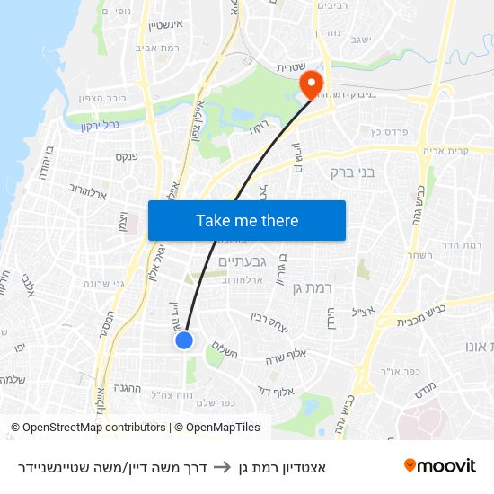 דרך משה דיין/משה שטיינשניידר to אצטדיון רמת גן map