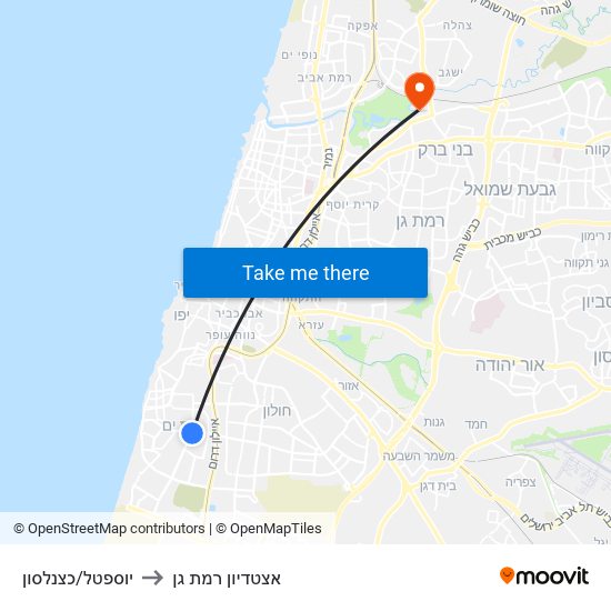 יוספטל/כצנלסון to אצטדיון רמת גן map