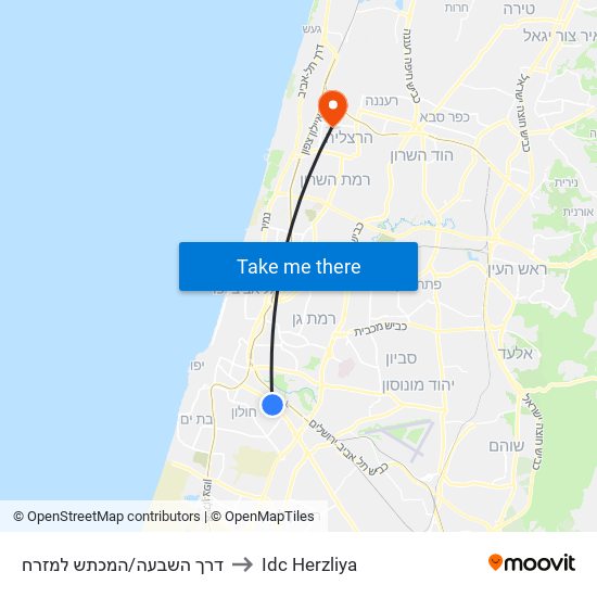 דרך השבעה/המכתש למזרח to Idc Herzliya map