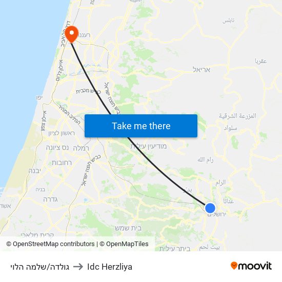 גולדה/שלמה הלוי to Idc Herzliya map