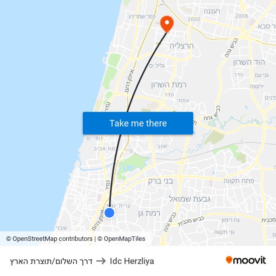 דרך השלום/תוצרת הארץ to Idc Herzliya map