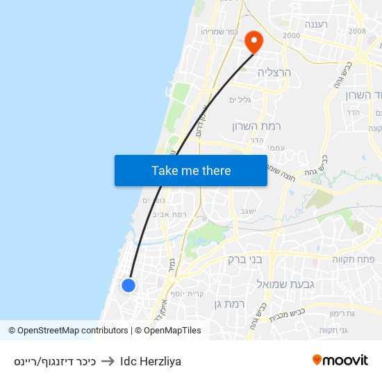 כיכר דיזנגוף/ריינס to Idc Herzliya map