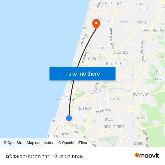 דרך ההגנה/המעפילים to מנחת רונית map