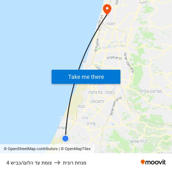 צומת עד הלום/כביש 4 to מנחת רונית map
