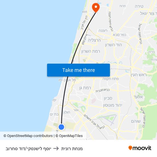 יוסף לישנסקי/דוד סחרוב to מנחת רונית map