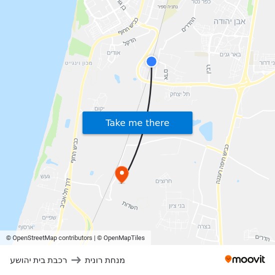 רכבת בית יהושע to מנחת רונית map