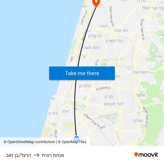 הרצל/בן זאב to מנחת רונית map