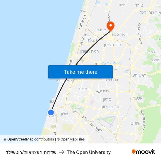 שדרות העצמאות/רוטשילד to The Open University map