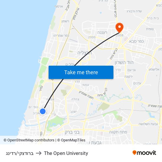 ברודצקי/רדינג to The Open University map