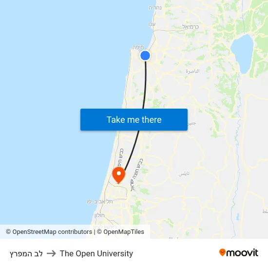 לב המפרץ to The Open University map