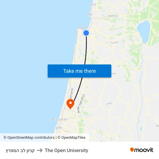 קניון לב המפרץ to The Open University map