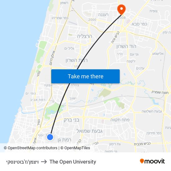 ויצמן/ז'בוטינסקי to The Open University map