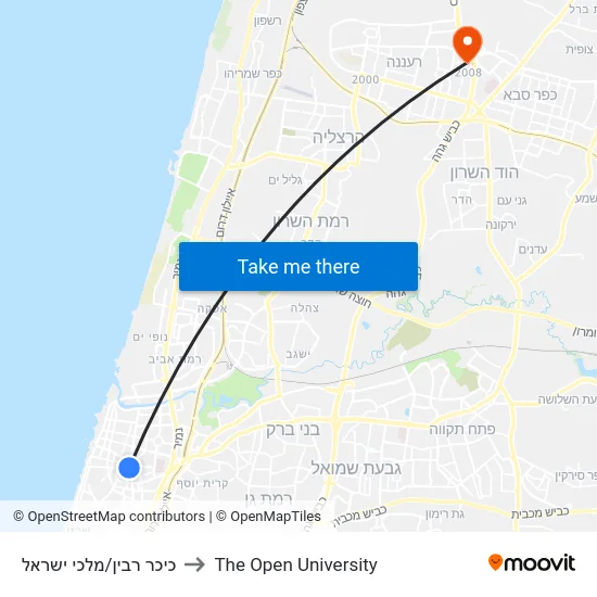 כיכר רבין/מלכי ישראל to The Open University map