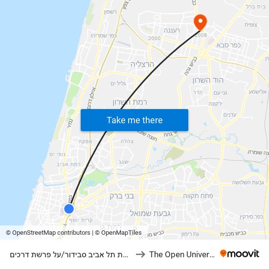 ת. רכבת תל אביב סבידור/על פרשת דרכים to The Open University map