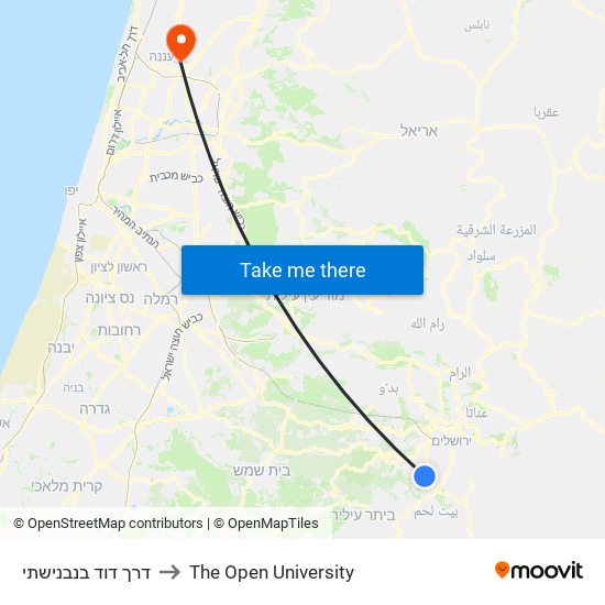 דרך דוד בנבנישתי to The Open University map