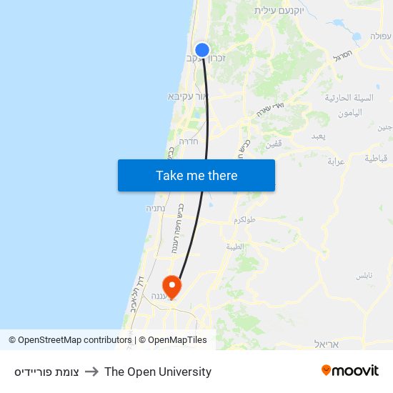 צומת פוריידיס to The Open University map