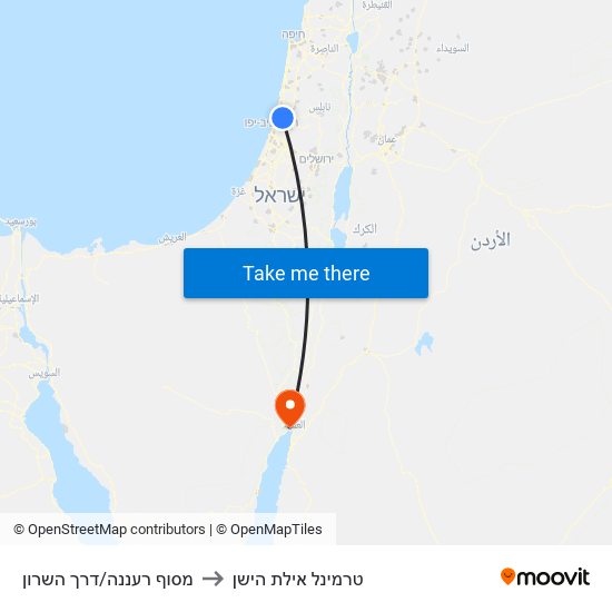 מסוף רעננה/דרך השרון to טרמינל אילת הישן map