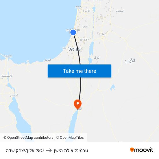 יגאל אלון/יצחק שדה to טרמינל אילת הישן map