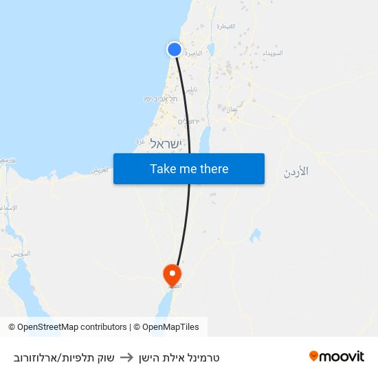 שוק תלפיות/ארלוזורוב to טרמינל אילת הישן map