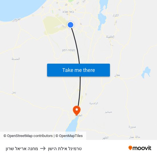 מחנה אריאל שרון to טרמינל אילת הישן map