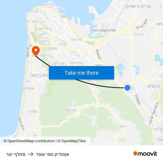 מחלף יגור to אצטדיון סמי עופר map