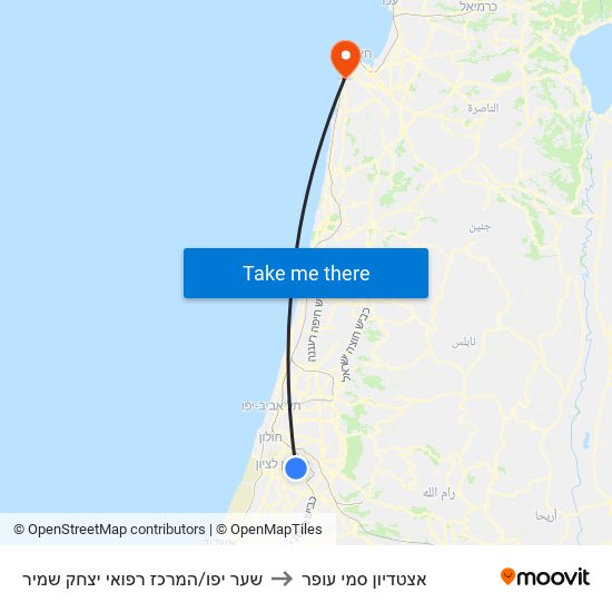 שער יפו/המרכז רפואי יצחק שמיר to אצטדיון סמי עופר map