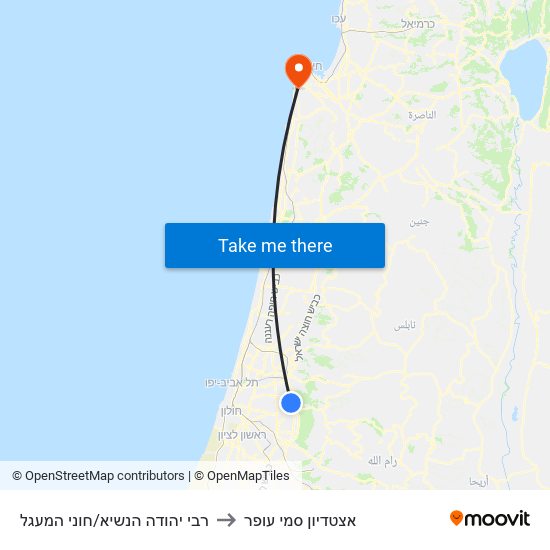 רבי יהודה הנשיא/חוני המעגל to אצטדיון סמי עופר map