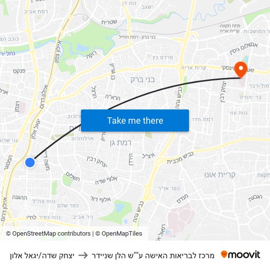 יצחק שדה/יגאל אלון to מרכז לבריאות האישה ע""ש הלן שניידר map