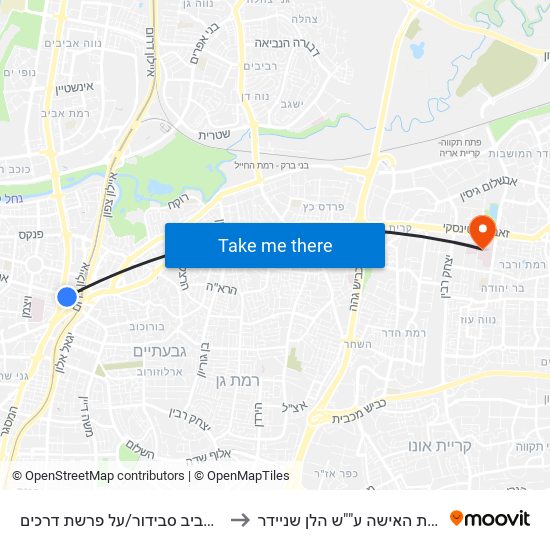 ת. רכבת תל אביב סבידור/על פרשת דרכים to מרכז לבריאות האישה ע""ש הלן שניידר map