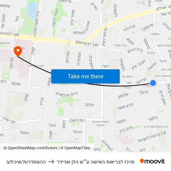 ההסתדרות/איכילוב to מרכז לבריאות האישה ע""ש הלן שניידר map