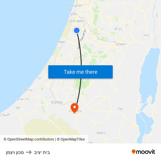 מכון ויצמן to בית יציב map