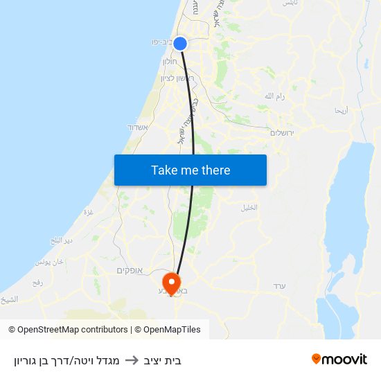 מגדל ויטה/דרך בן גוריון to בית יציב map