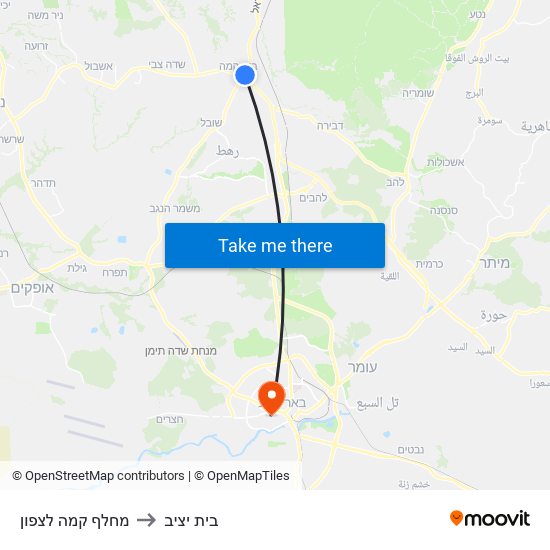 מחלף קמה לצפון to בית יציב map