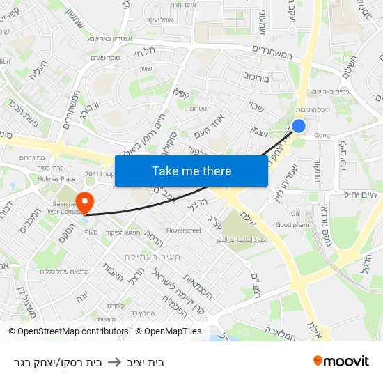 בית רסקו/יצחק רגר to בית יציב map