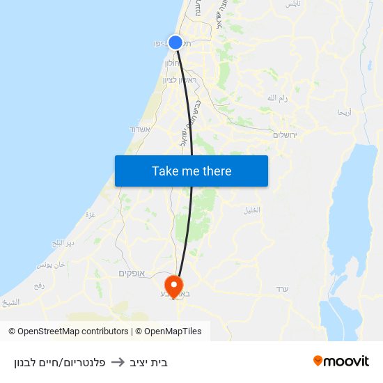 פלנטריום/חיים לבנון to בית יציב map