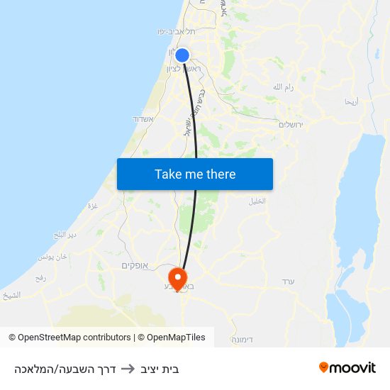 דרך השבעה/המלאכה to בית יציב map