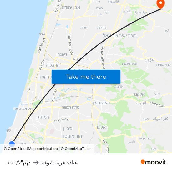 קק''ל/רהב to عيادة قرية شوفة map