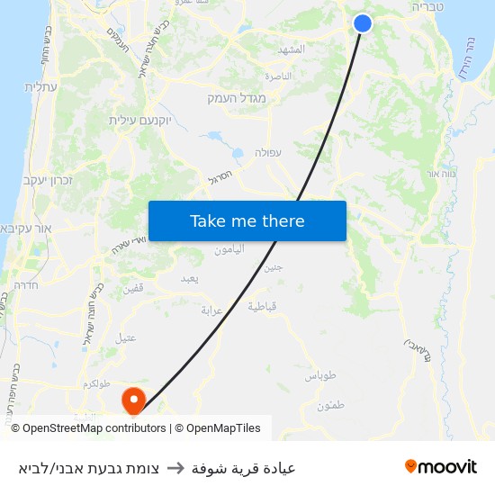 צומת גבעת אבני/לביא to عيادة قرية شوفة map