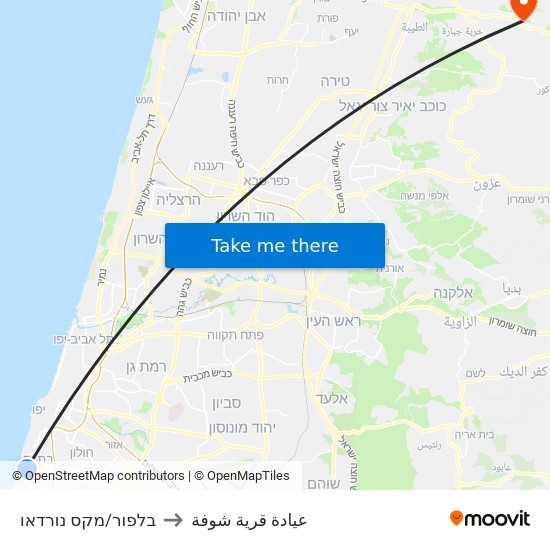 בלפור/מקס נורדאו to عيادة قرية شوفة map