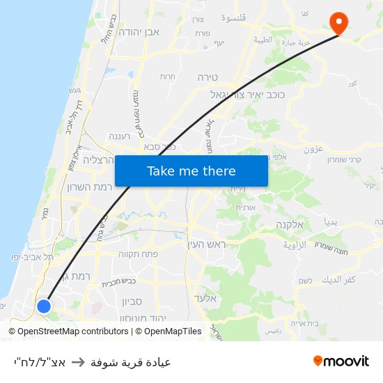 אצ''ל/לח''י to عيادة قرية شوفة map