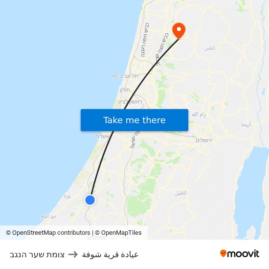 צומת שער הנגב to عيادة قرية شوفة map