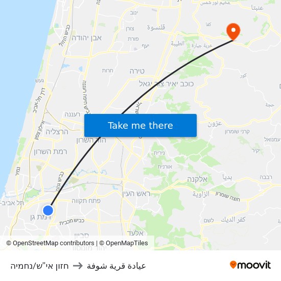 חזון אי''ש/נחמיה to عيادة قرية شوفة map