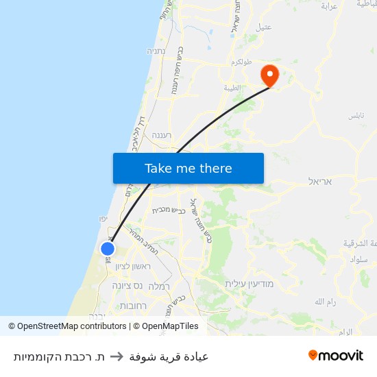 ת. רכבת הקוממיות to عيادة قرية شوفة map